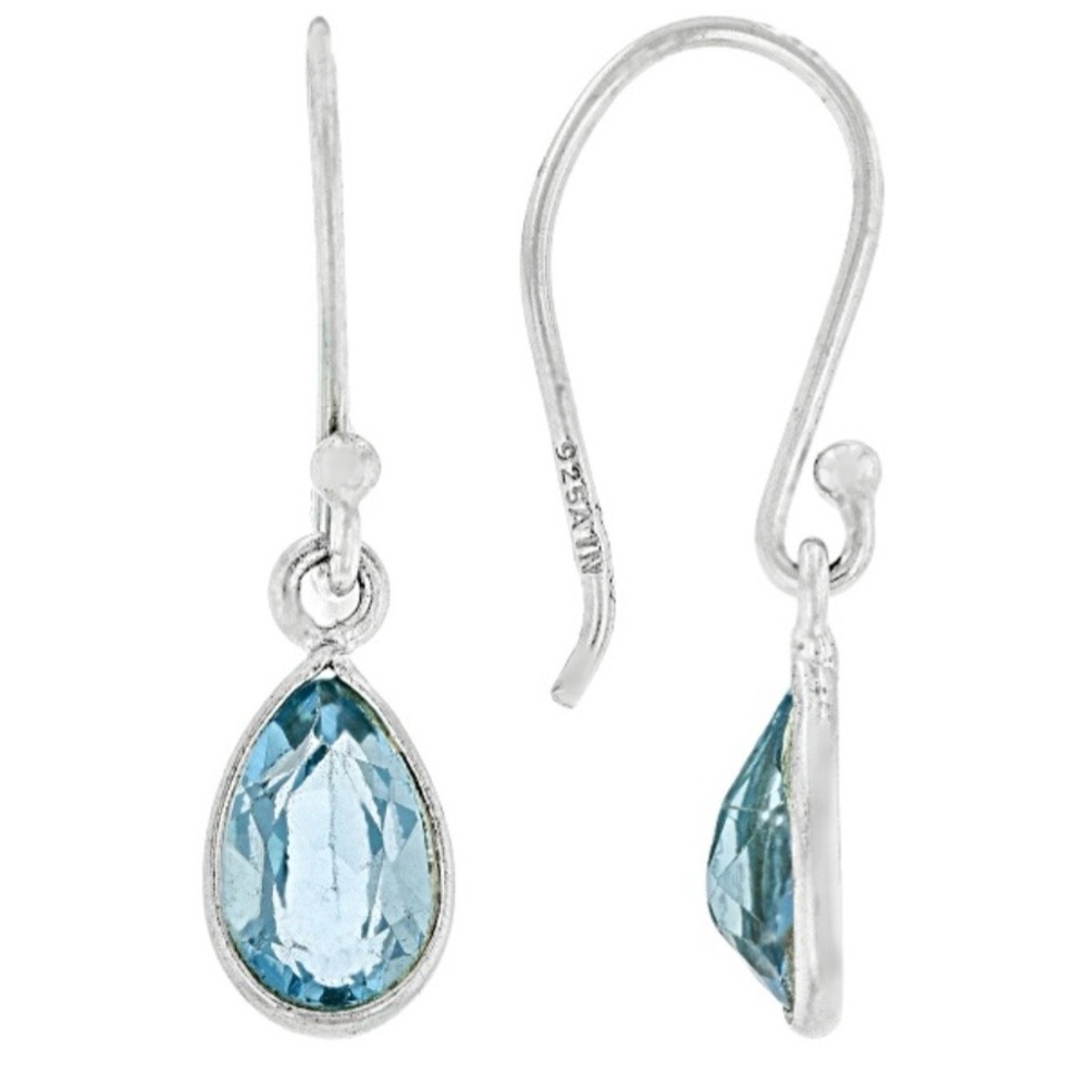 Swiss Blue Topaz Rhodium Over Sterling Silver Earrings 2.32ctw. Pretty!